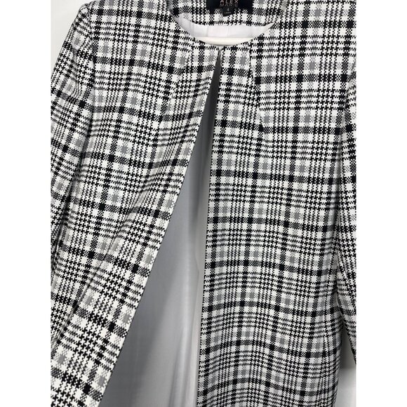 Alex Marie Plaid Long Jacket Women’s Size 4 Gray Black Check Classic Preppy - Picture 6 of 13